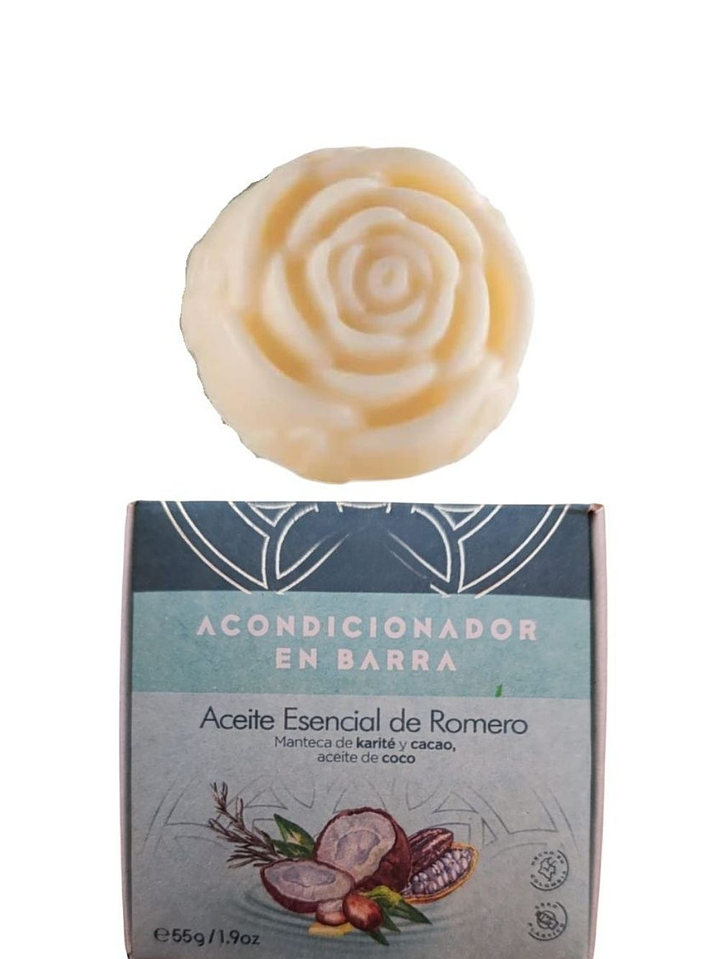 Acondicionador Sólido de Romero, Karité, Cacao y Coco 55g | Hidratación Profunda | Todo Tipo de Cabello | Vegano | Colombia  1