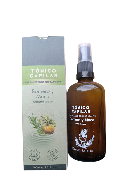 Tónico Capilar Anticaída de Romero y Maca 100 ml | Crecimiento, Fuerza y Equilibrio | Libre de Químicos | Colombia