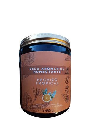 Vela Aromática Humectante Natural con Aceites Esenciales de Naranja, Eucalipto y Limonaria | Doble Propósito: Aroma & Hidratación 180g | Cera de Soya, Coco y Karité | Colombia