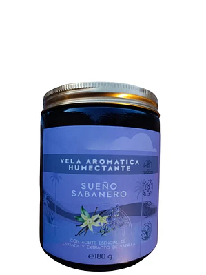 Vela Aromática Humectante Natural con Aceites Esenciales Lavanda y Vainilla 180g | Doble Propósito: Aromatiza y Nutre la Piel | Cera de Soya, Coco y Karité  | Libre de Fragancias Sintéticas | Colombia