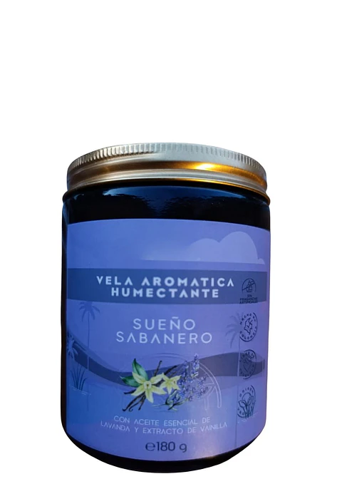 Vela Aromática Humectante Natural con Aceites Esenciales Lavanda y Vainilla 180g | Doble Propósito: Aromatiza y Nutre la Piel | Cera de Soya, Coco y Karité  | Libre de Fragancias Sintéticas | Colombia