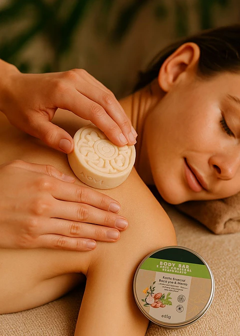 Barra Humectante Natural de Eucalipto y Menta 65g | Hidratación Profunda, Masaje Herbal y Alivio Muscular | Vegana y Libre de Químicos