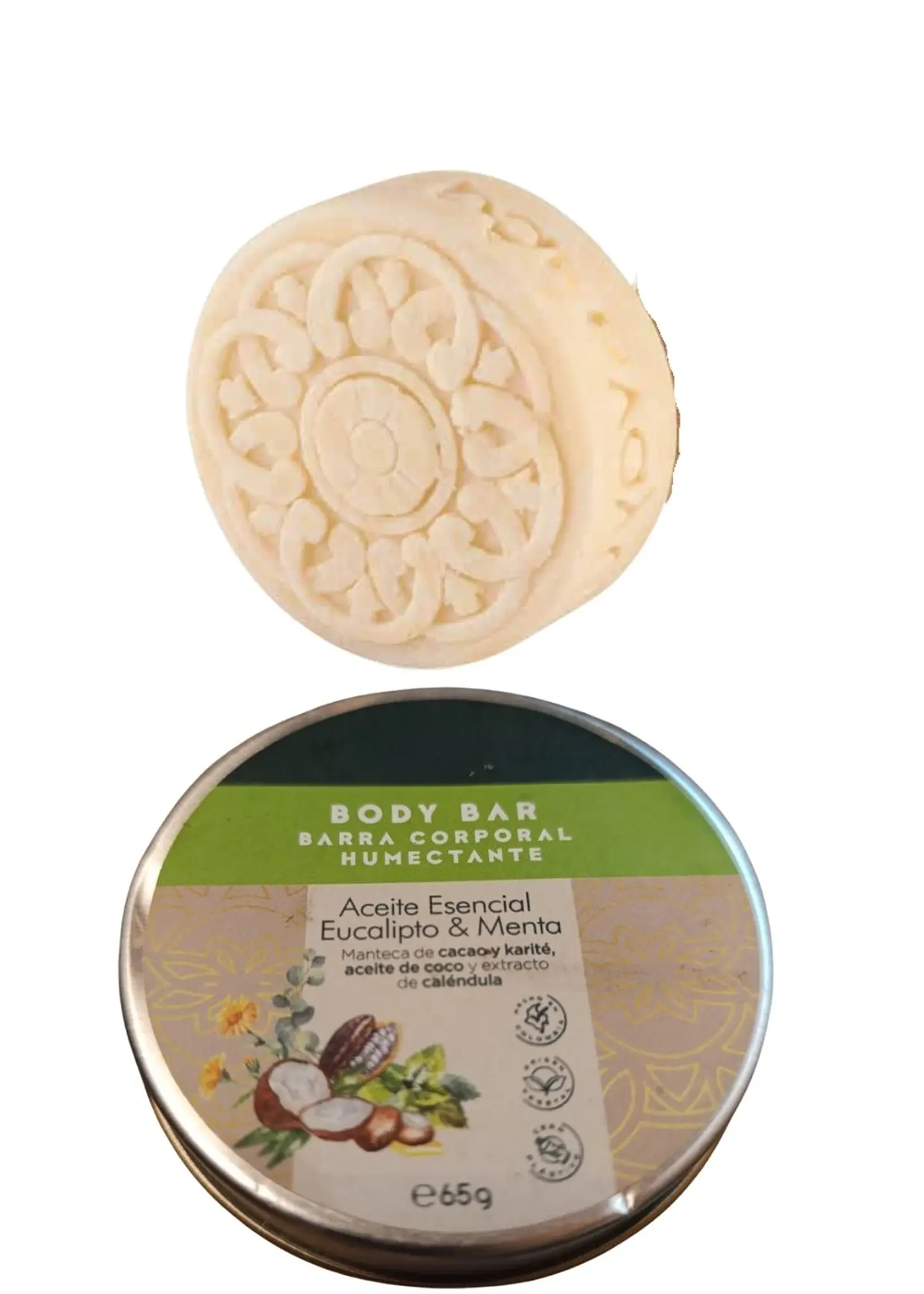 Barra Humectante Natural de Eucalipto y Menta 65g | Hidratación Profunda, Masaje Herbal y Alivio Muscular | Vegana y Libre de Químicos 1