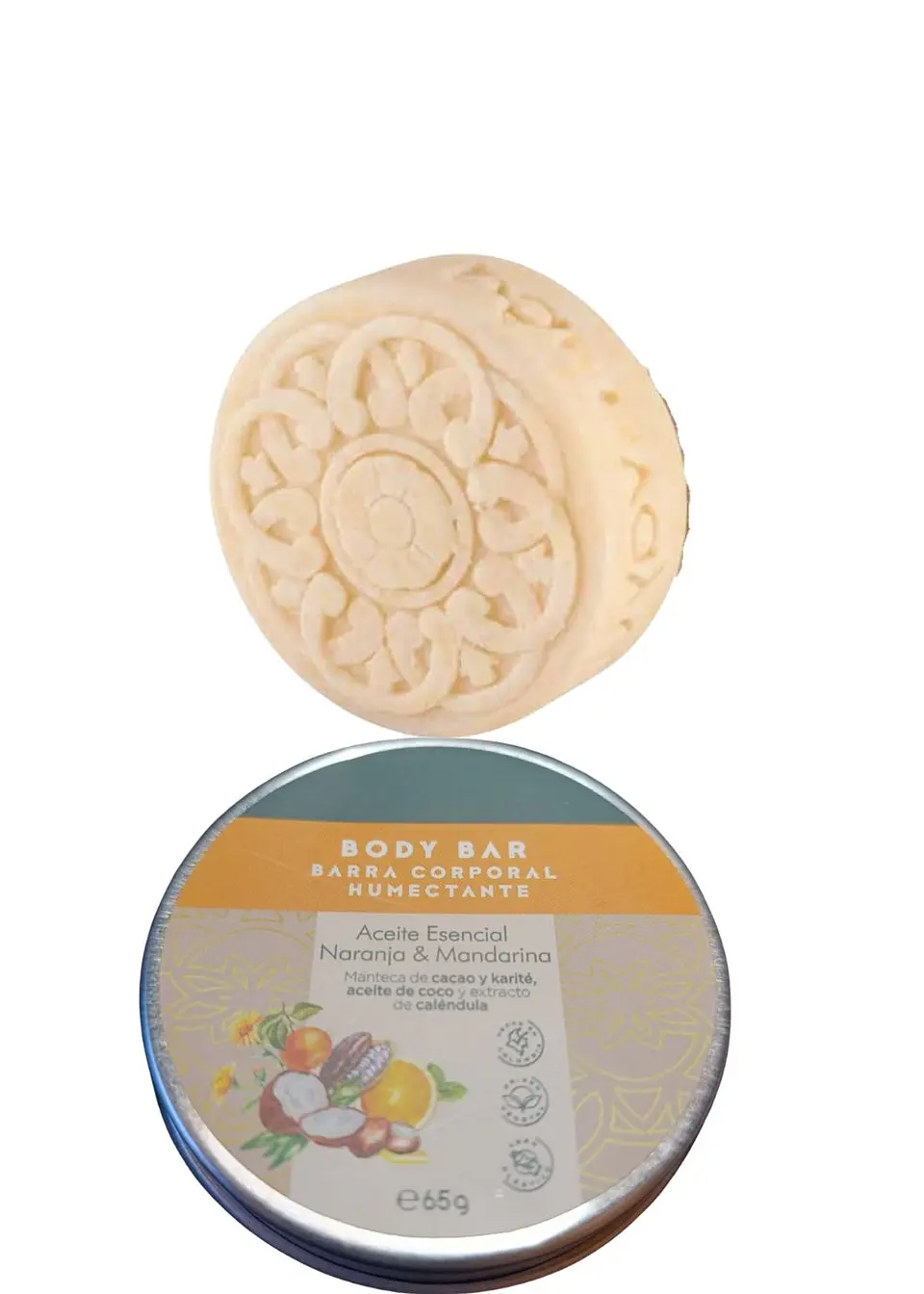 Barra Humectante Natural de Naranja y Mandarina 65g | Hidratación, Tonificación y Bienestar Emocional | Vegana y Libre de Químicos 1