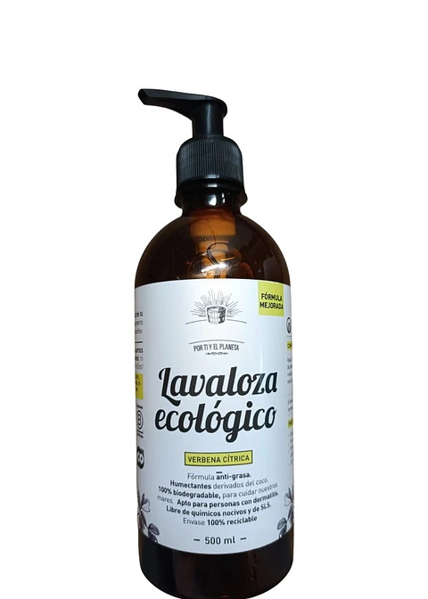 Lavaloza Ecológico Verbena Cítrica 500ml $50 por ml | Seguro para Biberones | Anti-grasa | 100% Biodegradable