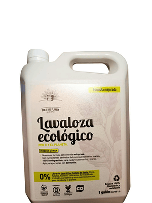 Lavaloza Ecológico Verbena Cítrica 1 Galón (3,785 L)  $24 por ml | Mayor Ahorro y Rendimiento | Seguro para Biberones | Anti-grasa | 100% Biodegradable