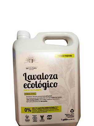 Lavaloza Ecológico Verbena Cítrica 1 Galón (3,785 L)  $24 por ml | Mayor Ahorro y Rendimiento | Seguro para Biberones | Anti-grasa | 100% Biodegradable