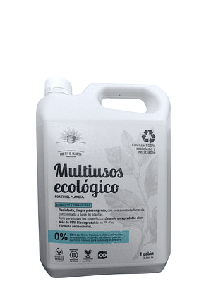 Limpiador Multiusos Eucalipto Ecológico 1 Galón (3,785 L) | Mayor Ahorro y Rendimiento | Desengrasante y Desinfectante Natural Antibacterial | 99% Biodegradable | Libre de Químicos Tóxicos