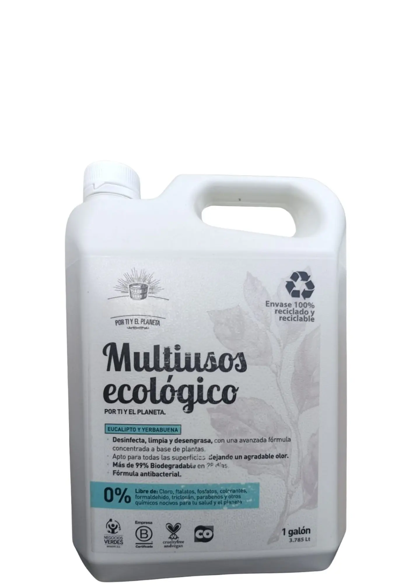 Limpiador Multiusos Eucalipto Ecológico 1 Galón (3,785 L) | Mayor Ahorro y Rendimiento | Desengrasante y Desinfectante Natural Antibacterial | 99% Biodegradable | Libre de Químicos Tóxicos 1