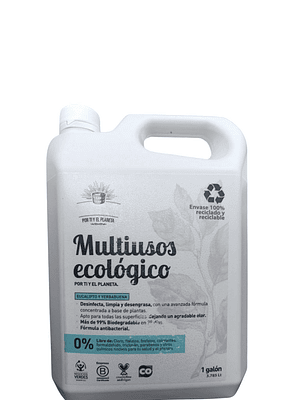 Limpiador Multiusos Eucalipto Ecológico 1 Galón (3,785 L) | Mayor Ahorro y Rendimiento | Desengrasante y Desinfectante Natural Antibacterial | 99% Biodegradable | Libre de Químicos Tóxicos