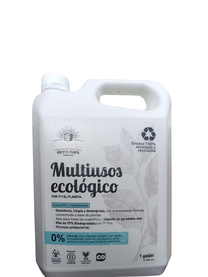 Limpiador Multiusos Eucalipto Ecológico 1 Galón (3,785 L) | Mayor Ahorro y Rendimiento | Desengrasante y Desinfectante Natural Antibacterial | 99% Biodegradable | Libre de Químicos Tóxicos 1