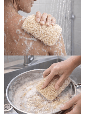 Esponjilla Ecológica de Luffa x 3 | Uso Corporal o Cocina | 100% Natural y Compostable | No Raya | Biodegradable