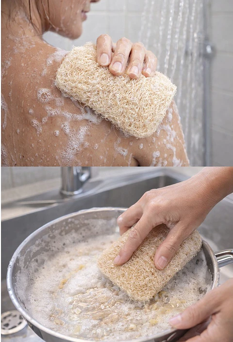 Esponjilla Ecológica de Luffa x 3 | Uso Corporal o Cocina | 100% Natural y Compostable | No Raya | Biodegradable