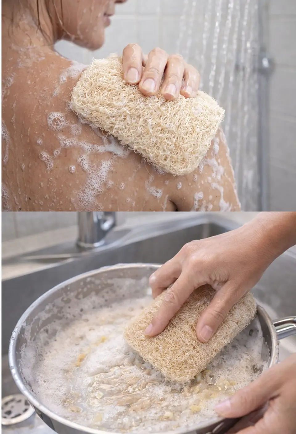 Esponjilla Ecológica de Luffa x 3 | Uso Corporal o Cocina | 100% Natural y Compostable | No Raya | Biodegradable 2