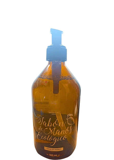 Jabón de Manos Ecológico Hoja de Mango 500ml $60 por ml | Limpieza Suave e Hidratante | pH Neutro | 100% Biodegradable y envase de vidrio | Vegano y Libre de Químicos Tóxicos