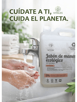 Jabón de Manos Ecológico Hoja de Mango 1 Galón | Mayor Ahorro y Rendimiento $23 por ml | Limpieza Suave e Hidratante | pH Neutro | 100% Biodegradable | Vegano y Libre de Químicos Tóxicos