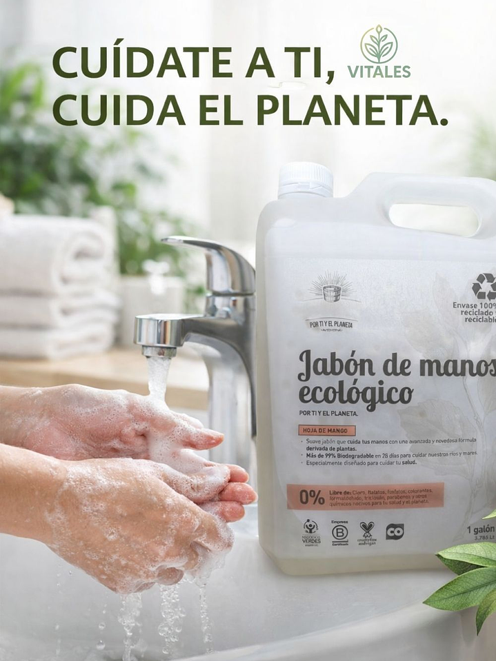 Jabón de Manos Ecológico Hoja de Mango 1 Galón | Mayor Ahorro y Rendimiento $23 por ml | Limpieza Suave e Hidratante | pH Neutro | 100% Biodegradable | Vegano y Libre de Químicos Tóxicos 2