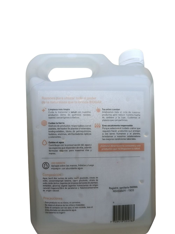 Jabón de Manos Ecológico Hoja de Mango 1 Galón | Mayor Ahorro y Rendimiento $23 por ml | Limpieza Suave e Hidratante | pH Neutro | 100% Biodegradable | Vegano y Libre de Químicos Tóxicos 3