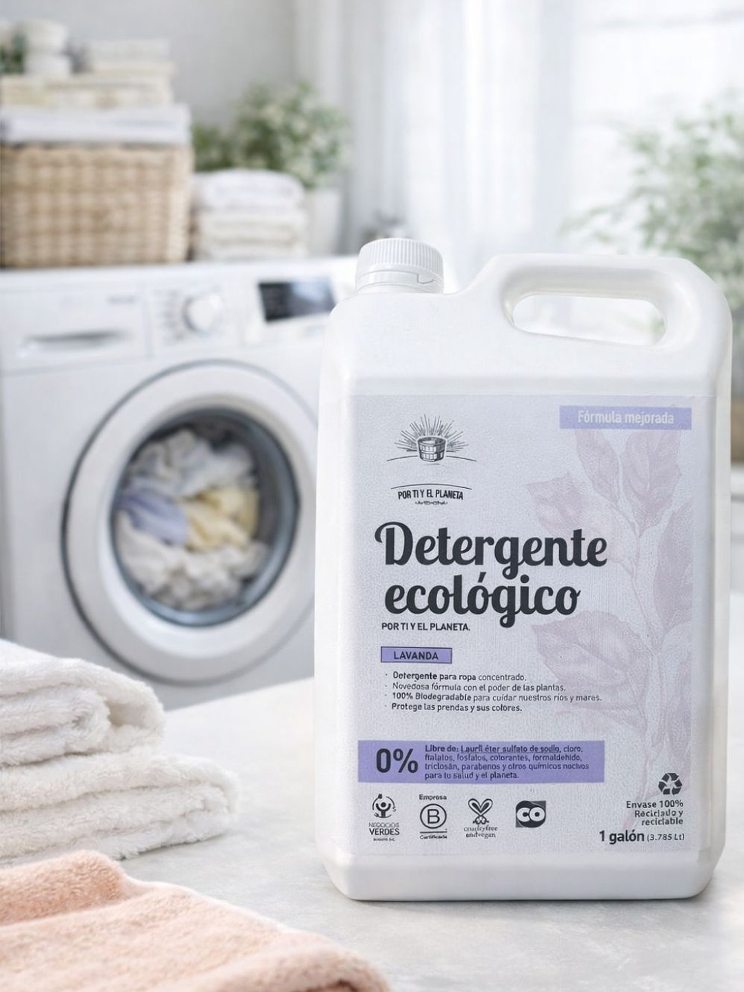 Detergente Ecológico Lavanda Silvestre 1 Galón (3,785 L) | Mayor Ahorro y Rendimiento | Biodegradable | Sin Petroquímicos ni GMO’s | Apto para Bebés y Mascotas 2