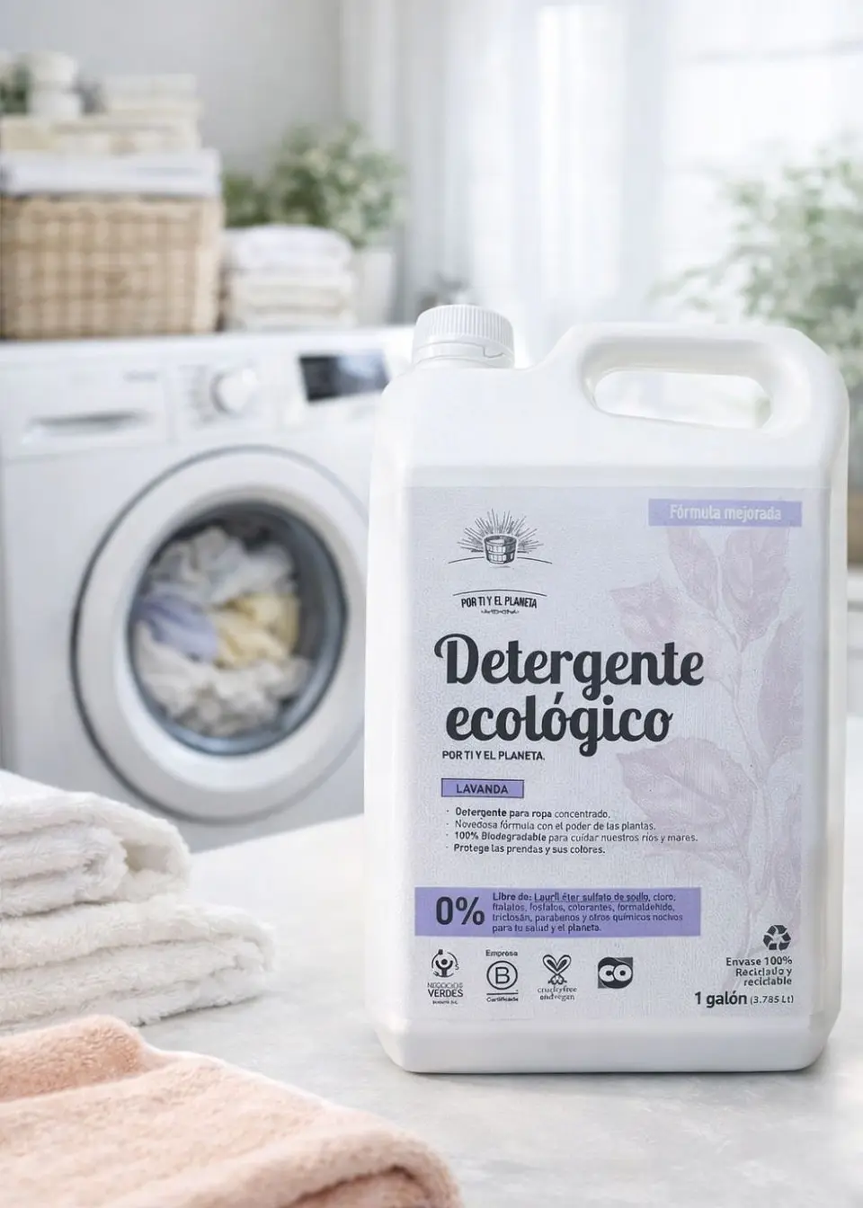 Detergente Ecológico Lavanda Silvestre 1 Galón (3,785 L) | Mayor Ahorro y Rendimiento | Biodegradable | Sin Petroquímicos ni GMO’s | Apto para Bebés y Mascotas 2