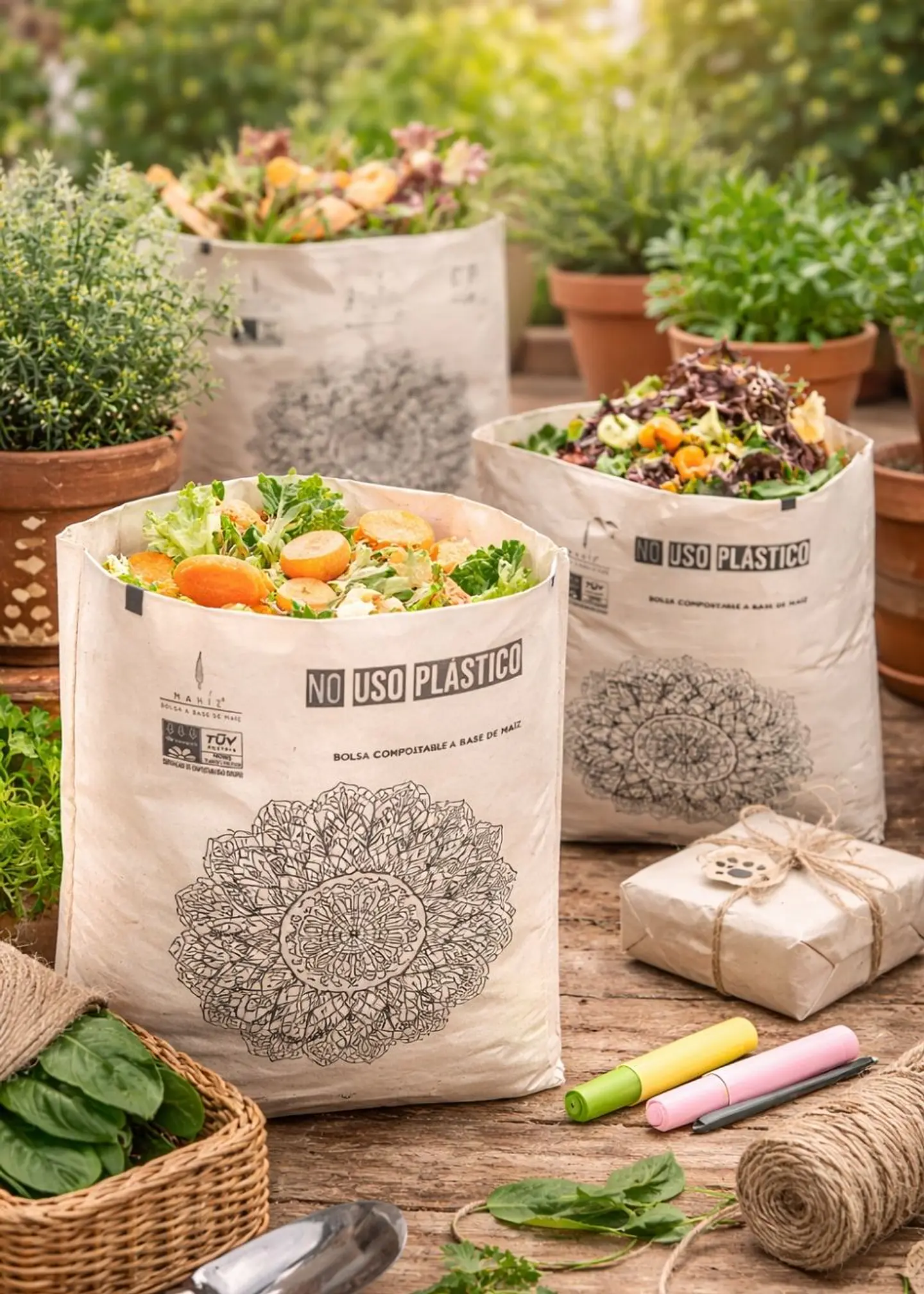 Bolsas Compostables de Maíz Pequeñas x60 (dos diseños por paquete) Recoger Desechos Mascotas -Multiusos | Coloreables, Sin Microplásticos y 100% Biodegradables | 20cm*25Ccm 2