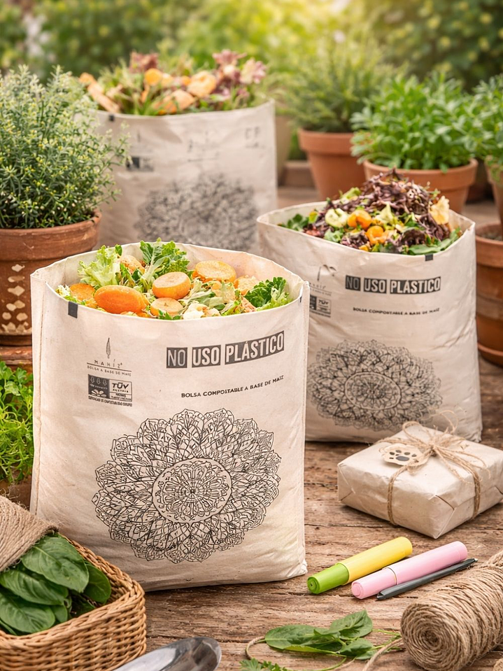 Bolsas Compostables de Maíz Pequeñas x60 (dos diseños por paquete) Recoger Desechos Mascotas -Multiusos | Coloreables, Sin Microplásticos y 100% Biodegradables | 20cm*25Ccm 2