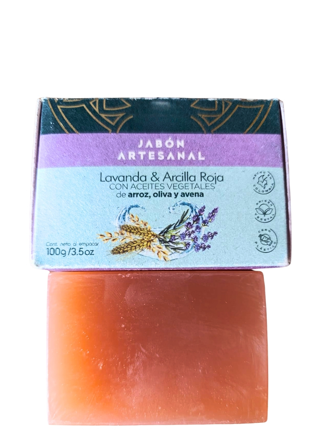 Jabón Natural Artesanal de Lavanda y Arcilla Roja | Facial y Corporal | Hidratación y Calma para Pieles Delicadas 100g 1