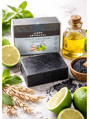 Jabón Artesanal de Carbón Activado y Limón | Limpieza Profunda Detox para Piel Grasa | Purifica, Tonifica y Ayuda a Eliminar Puntos Negros 100g