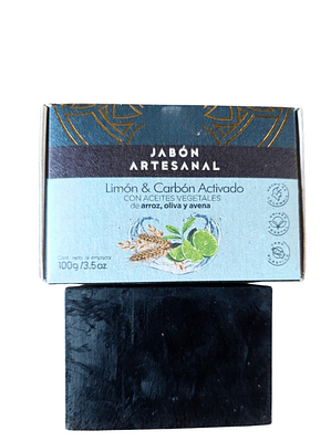 Jabón Artesanal de Carbón Activado y Limón | Limpieza Profunda Detox para Piel Grasa | Purifica, Tonifica y Ayuda a Eliminar Puntos Negros 100g