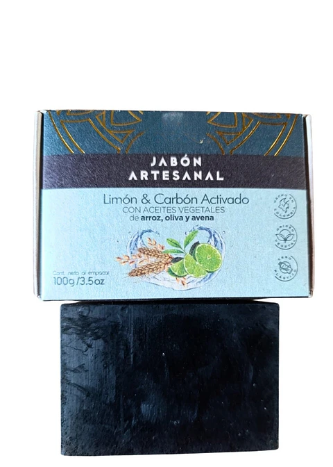 Jabón Artesanal de Carbón Activado y Limón | Limpieza Profunda Detox para Piel Grasa | Purifica, Tonifica y Ayuda a Eliminar Puntos Negros 100g
