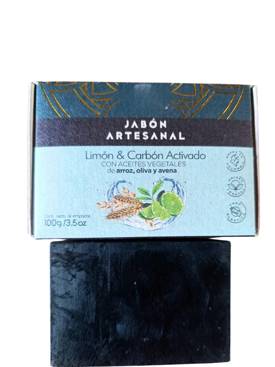 Jabón Artesanal de Carbón Activado y Limón | Limpieza Profunda Detox para Piel Grasa | Purifica, Tonifica y Ayuda a Eliminar Puntos Negros 100g 1