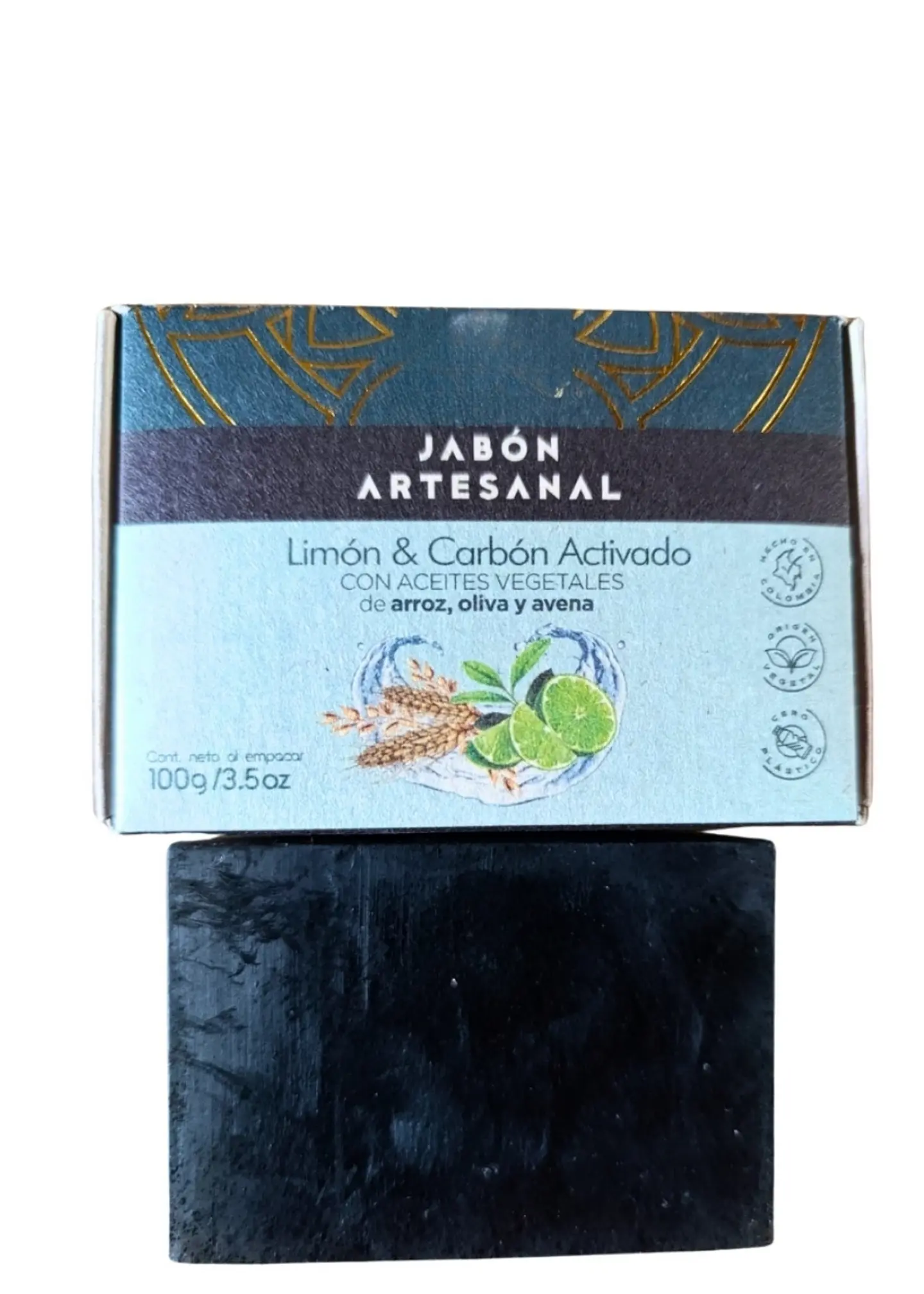 Jabón Artesanal de Carbón Activado y Limón | Limpieza Profunda Detox para Piel Grasa | Purifica, Tonifica y Ayuda a Eliminar Puntos Negros 100g 1