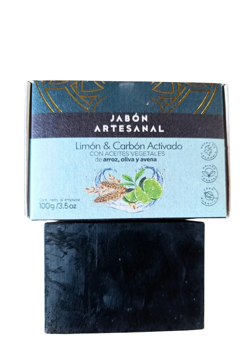 Jabón Artesanal de Carbón Activado y Limón | Limpieza Profunda Detox para Piel Grasa | Purifica, Tonifica y Ayuda a Eliminar Puntos Negros 100g 1