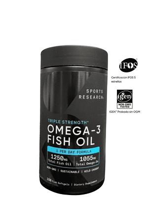 Sport Research  | Omega 3 1055 mg  150 capsulas EPA + DHA de alta potencia | Apoyo al corazón, articulaciones y memoria | Colombia