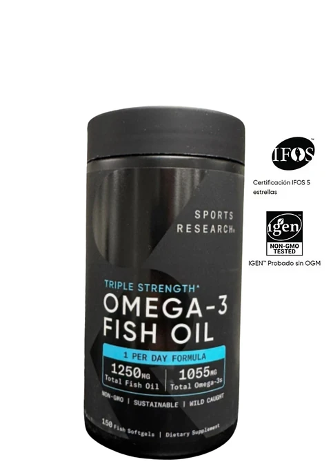 Sport Research  | Omega 3 1055 mg  150 capsulas EPA + DHA de alta potencia | Apoyo al corazón, articulaciones y memoria | Colombia