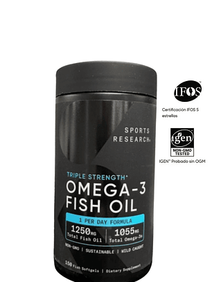 Sport Research  | Omega 3 1055 mg  150 capsulas EPA + DHA de alta potencia | Apoyo al corazón, articulaciones y memoria | Colombia