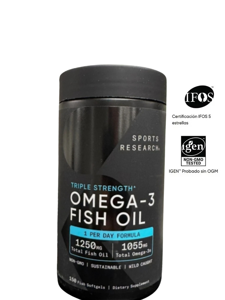 Sport Research  | Omega 3 1055 mg  150 capsulas EPA + DHA de alta potencia | Apoyo al corazón, articulaciones y memoria | Colombia 1