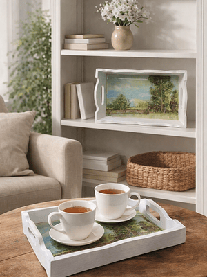 Bandeja Artesanal  ARBOLES de Madera Pintada a Mano con Resina Brillante |  Diseños Únicos y Personalizados | Durabilidad y Reutilización Consciente