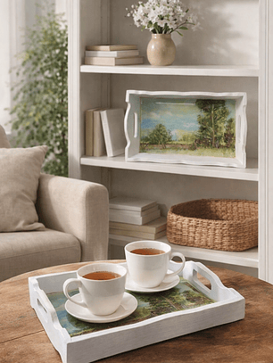 Bandeja Artesanal de Madera Pintadas a Mano con Resina Brillante | Diseño arboles  | Diseños Únicos y Personalizados | Durabilidad y Reutilización Consciente