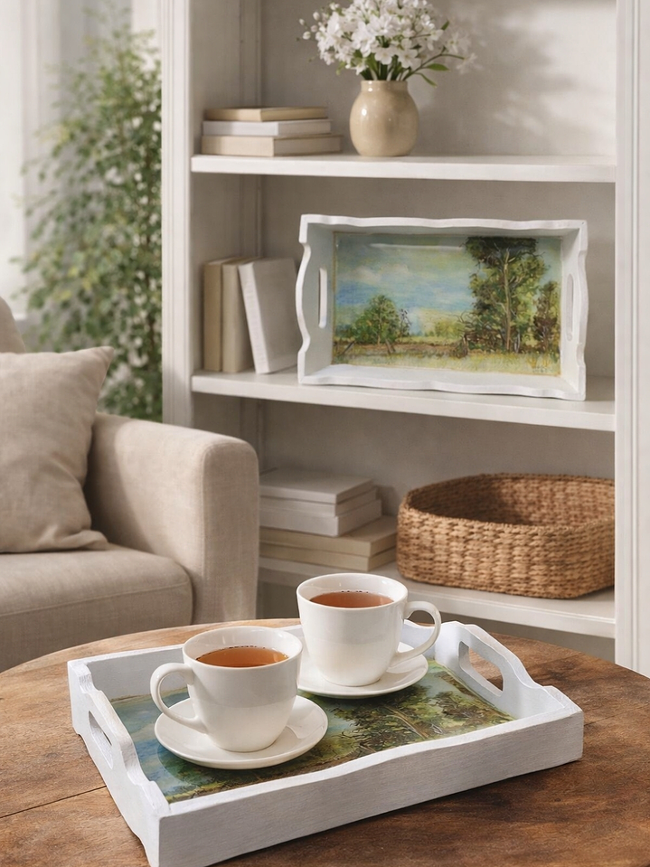 Bandeja Artesanal de Madera Pintadas a Mano con Resina Brillante | Diseño arboles  | Diseños Únicos y Personalizados | Durabilidad y Reutilización Consciente 2