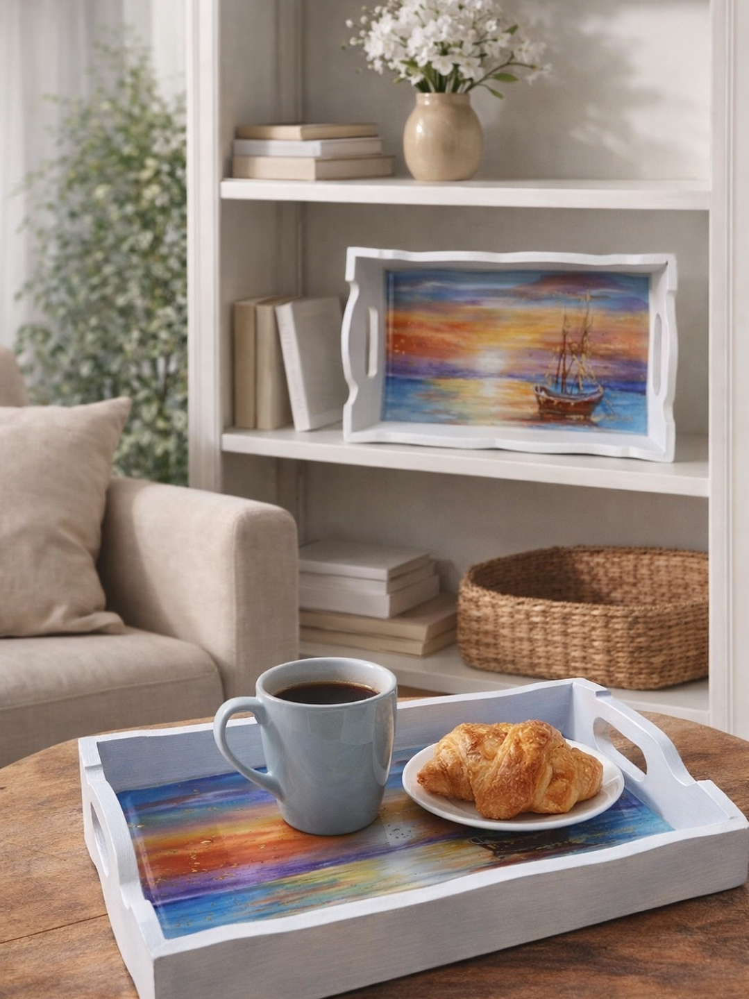 Bandeja Artesanal  EL BARCO de Madera Pintadas a Mano con Resina Brillante |  Diseños Únicos y Personalizados | Durabilidad y Reutilización Consciente 2