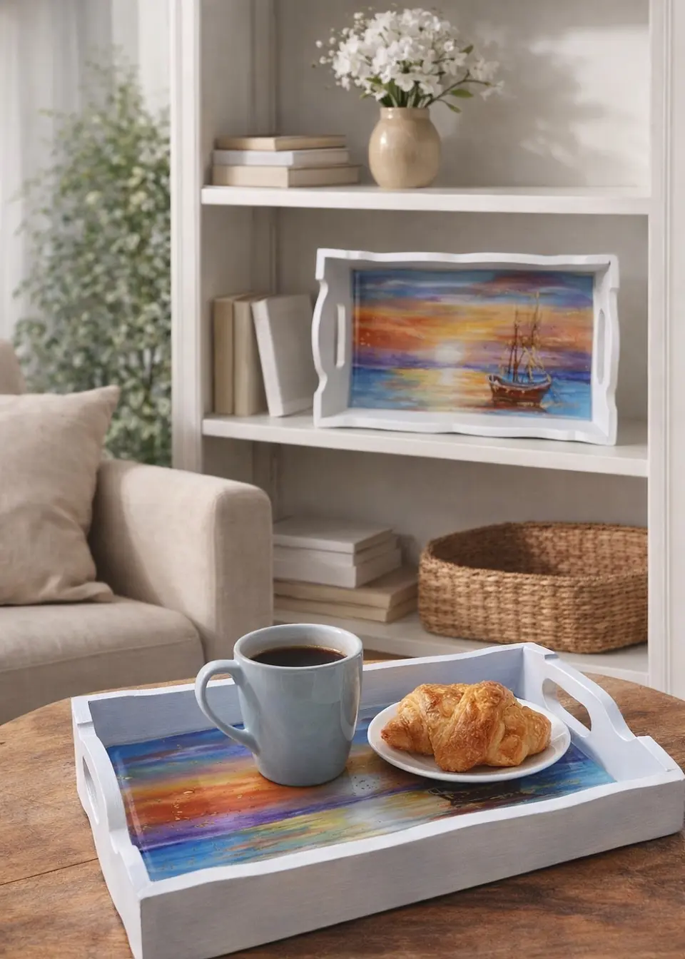 Bandeja Artesanal  EL BARCO de Madera Pintada a Mano con Resina Brillante |  Diseños Únicos y Personalizados | Durabilidad y Reutilización Consciente 2