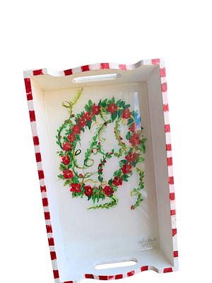 Bandeja Artesanal  CORONA de Madera Pintada a Mano con Resina Brillante |  Diseños Únicos y Personalizados | Durabilidad y Reutilización Consciente