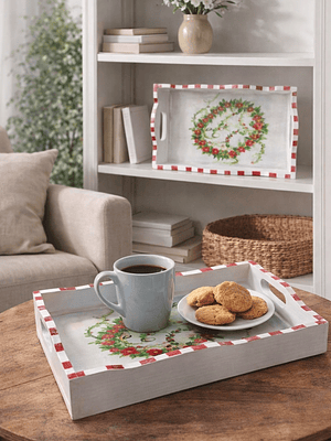 Bandeja Artesanal  CORONA de Madera Pintada a Mano con Resina Brillante |  Diseños Únicos y Personalizados | Durabilidad y Reutilización Consciente