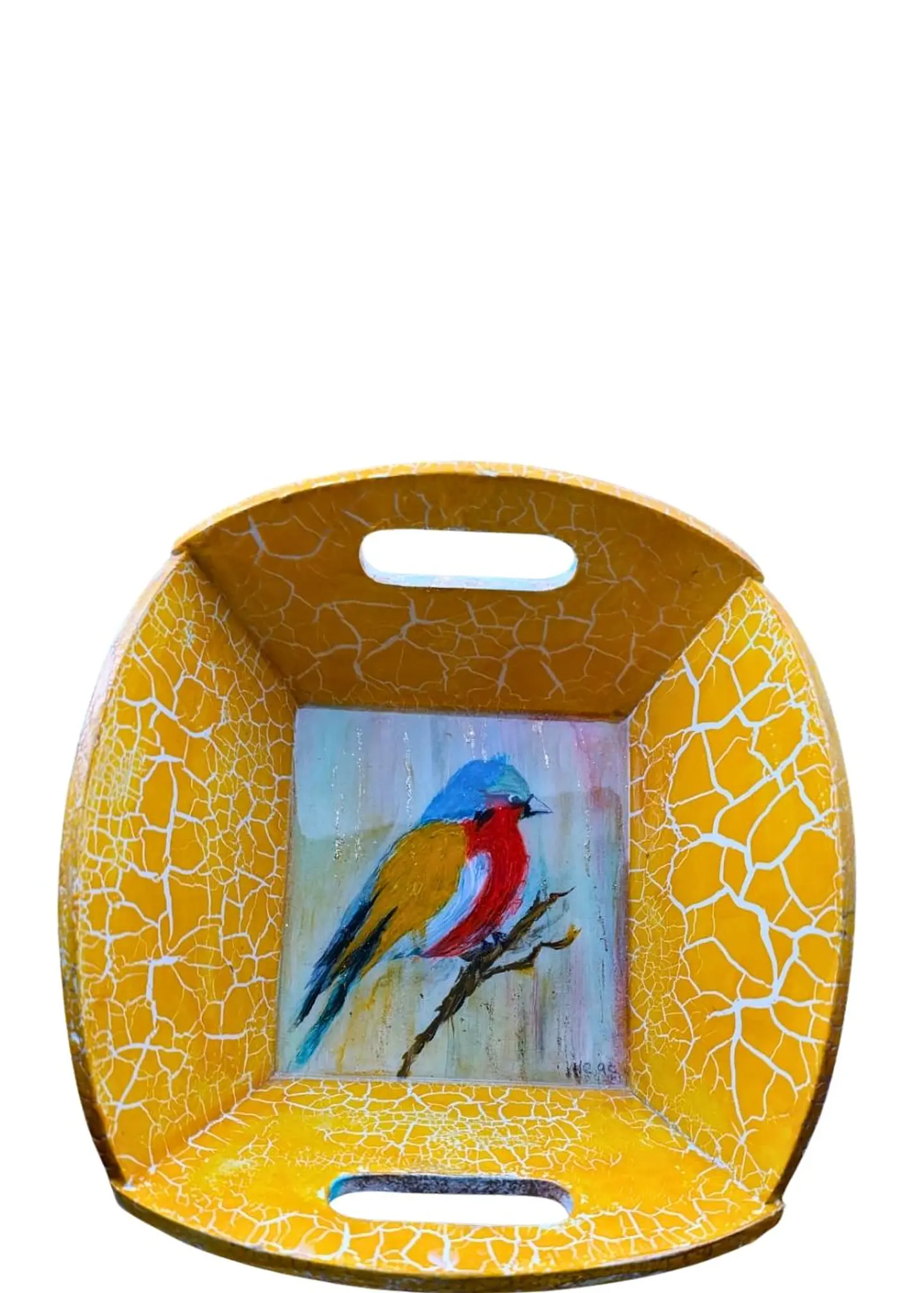 Bandeja Artesanal  PAJARO de Madera Pintada a Mano con Resina Brillante |  Diseños Únicos y Personalizados | Durabilidad y Reutilización Consciente 1