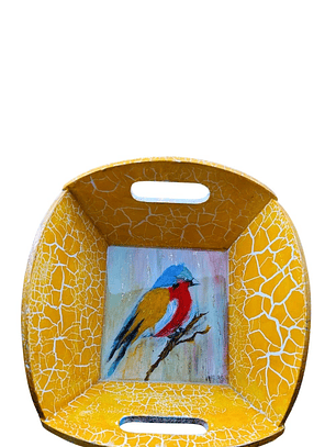 Bandeja Artesanal  PAJARO de Madera Pintada a Mano con Resina Brillante |  Diseños Únicos y Personalizados | Durabilidad y Reutilización Consciente
