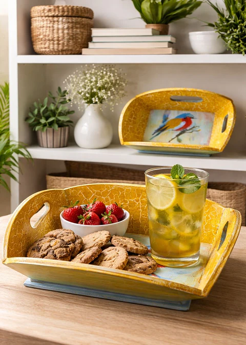 Bandeja Artesanal  PAJARO de Madera Pintada a Mano con Resina Brillante |  Diseños Únicos y Personalizados | Durabilidad y Reutilización Consciente