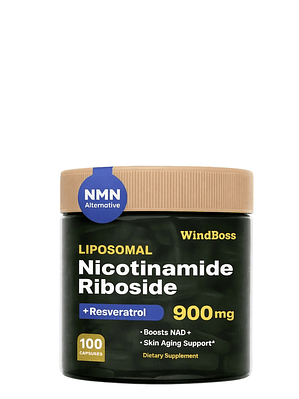 NAD+ Liposomal WindBoss 900 mg 100 caps | Nicotinamida Ribósido + Resveratrol y Quercetina | Energía Celular y Antienvejecimiento  | Colombia