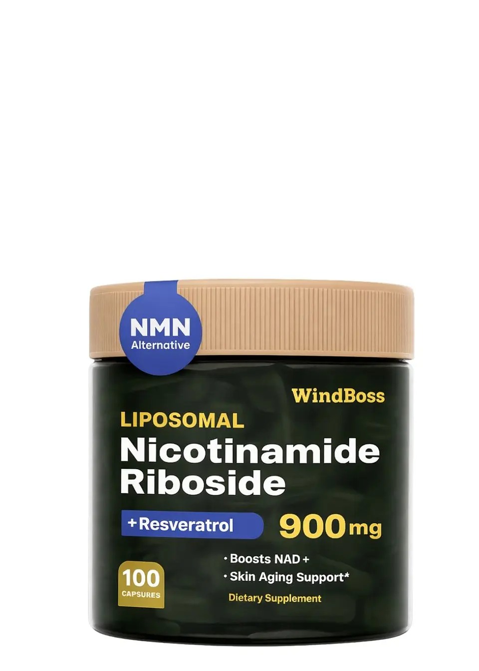 NAD+ Liposomal WindBoss 900 mg 100 caps | Nicotinamida Ribósido + Resveratrol y Quercetina | Energía Celular y Antienvejecimiento  | Colombia 1