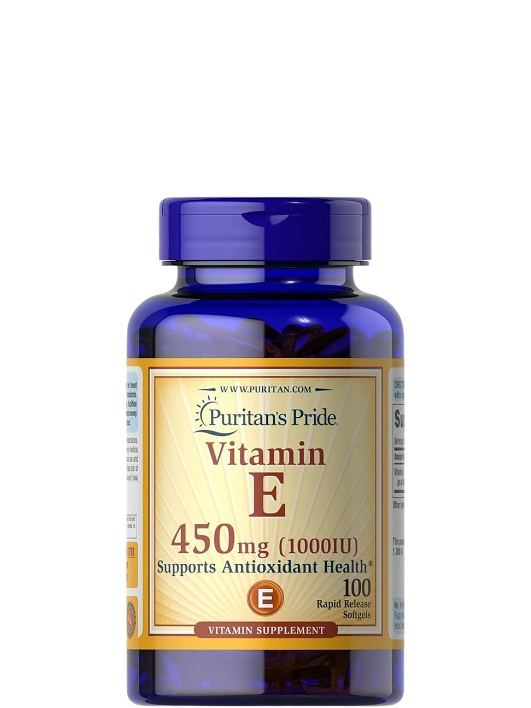 Vitamina E 450 mg Puritan’s Pride® | Antioxidante Celular | Soporte para la Protección Oxidativa | 100 Cápsulas | Colombia 1